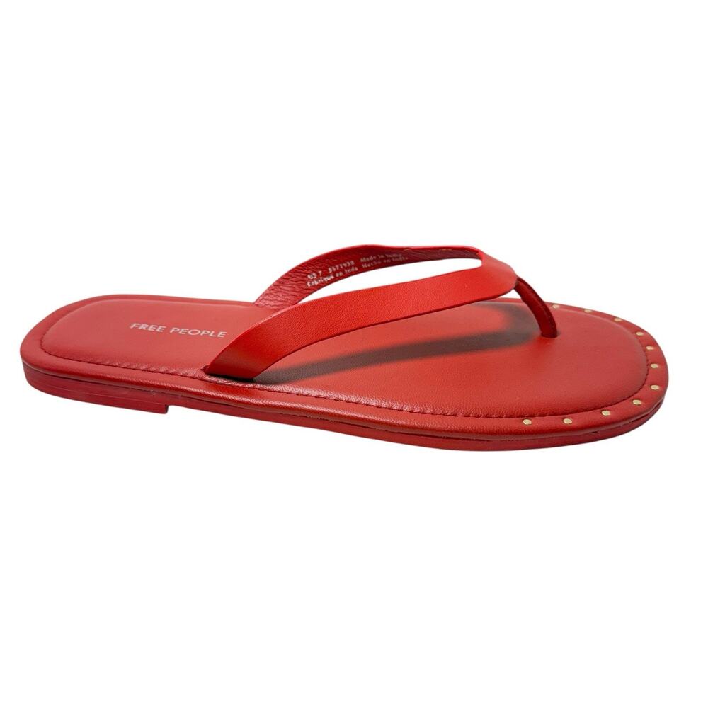 Free People Women's Red Sona Thong Sandal Flip Flop Flat Studded SZ/7 - Picture 6 of 10